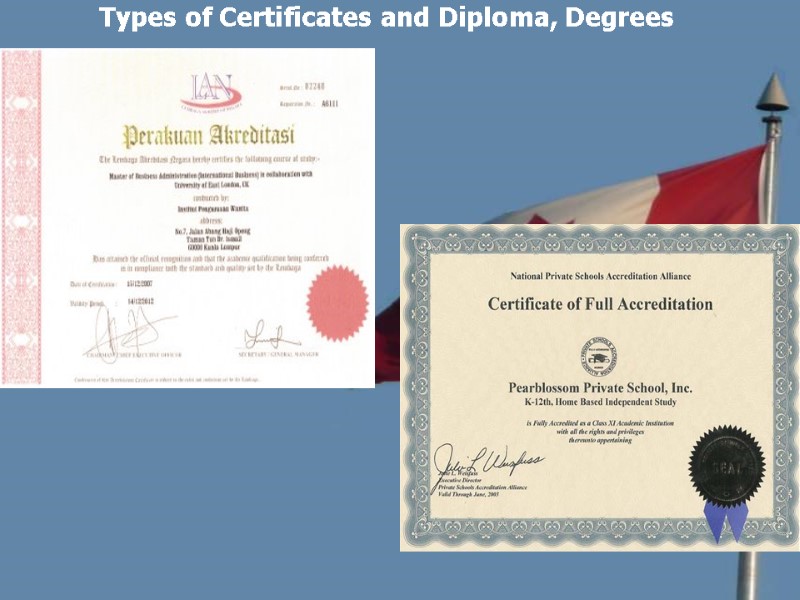 Types of Certificates and Diploma, Degrees